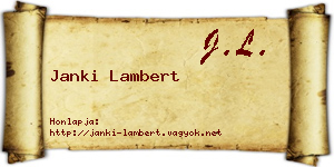 Janki Lambert névjegykártya